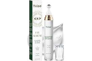 YVISO 5% Caffeine Eye Serum Reduces Wrinkles and Fine Lines with 360° Massage Spheres Eye Cream for Dark Circles and Puffiness-15ML