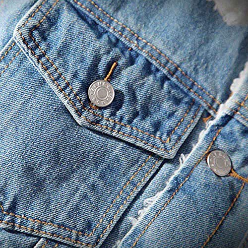 Miskay Women's Jeans Coat Autumn Winter Denim Jacket Vintage Long Sleeve Loose Outwear(Blue, Medium)