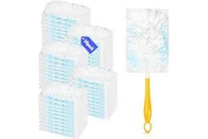 BISENKUD 50 Count 180° Multi-Surface Feather Duster Refills Compatible with Swiffer Handle, Heavy Duty Duster Replacement with 1 Handle