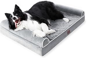 Figopage Dog Beds Large Sized Dog, Waterproof Orthopedic Dog Beds with Bolster, Washable Dog Couch Bed with Removable Cover