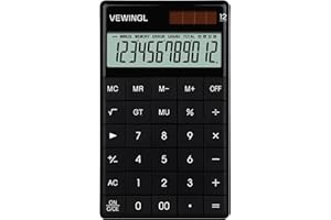 VEWINGL Laptop Keyboard Calculator 12 Digit,Dual Power Battery and Solar,Desk Calculator with Large LCD Display for Office,School, Home & Business Use,Tablet Button,Automatic Sleep.6.5 * 4 in（Black）
