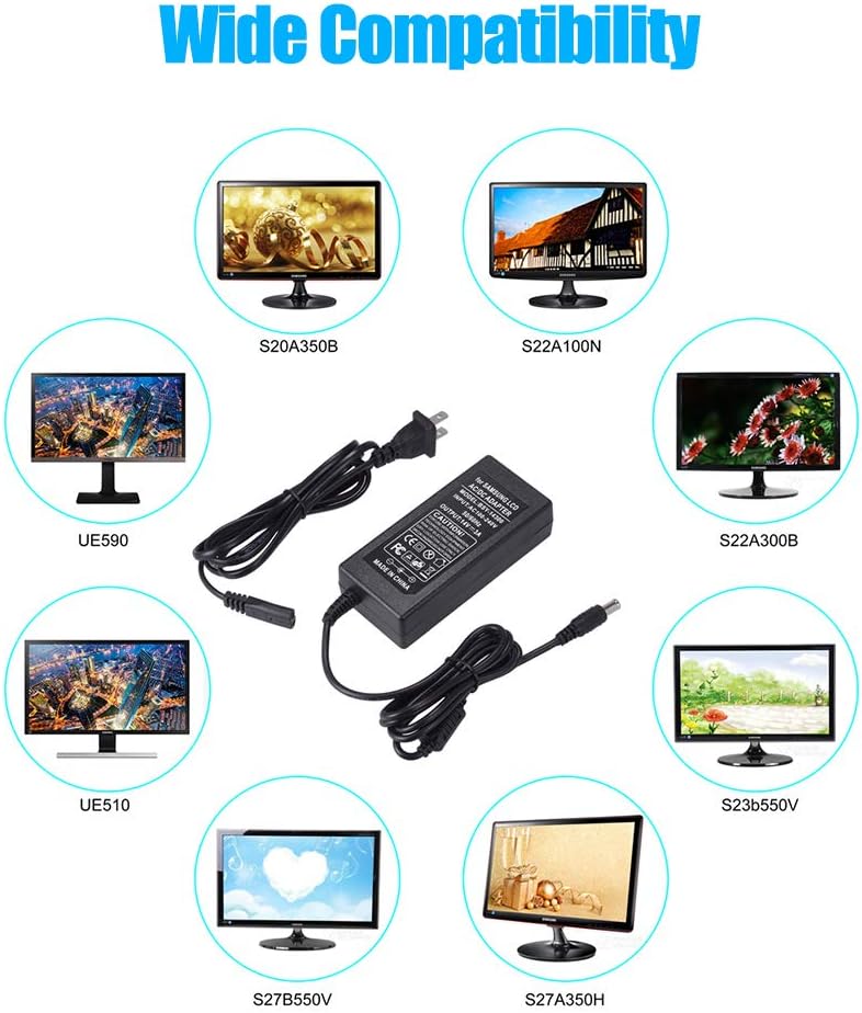 14V Power Cord for Samsung Monitor, SoulBay 14V 3A AC Adapter Charger for Samsung SyncMaster 15" 17" 18" 19" 20" 22" 23" 24" 27" Screen TFT LED LCD Monitor TV Notebook Power Supply: Home Audio & Theater