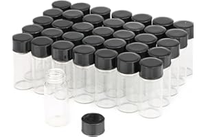 USRommaner 50 Pack,5ml (1/6 oz) Clear Glass Liquid Sample Vial with Screw Caps,Empty Refillable Travel Glass Essential Oil Bottle Preservation Storage Test Vials Container-FREE Funnel&Dropper