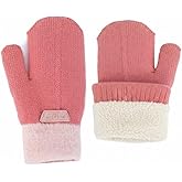 NociHah Kids-Mittens with Warm Wool-Fleece-Lined - Cold Weather Boys-Girls Knitted-Gloves for Skiing Snowboarding