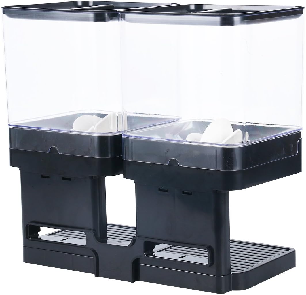 Homend Indispensable Compact Dry Food Dispenser, Dual Control, Dry Food Cereal Dispenser for Cereal Trail Mix Candy Granola Nuts Beans Rice, Black/Chrome: Kitchen & Dining