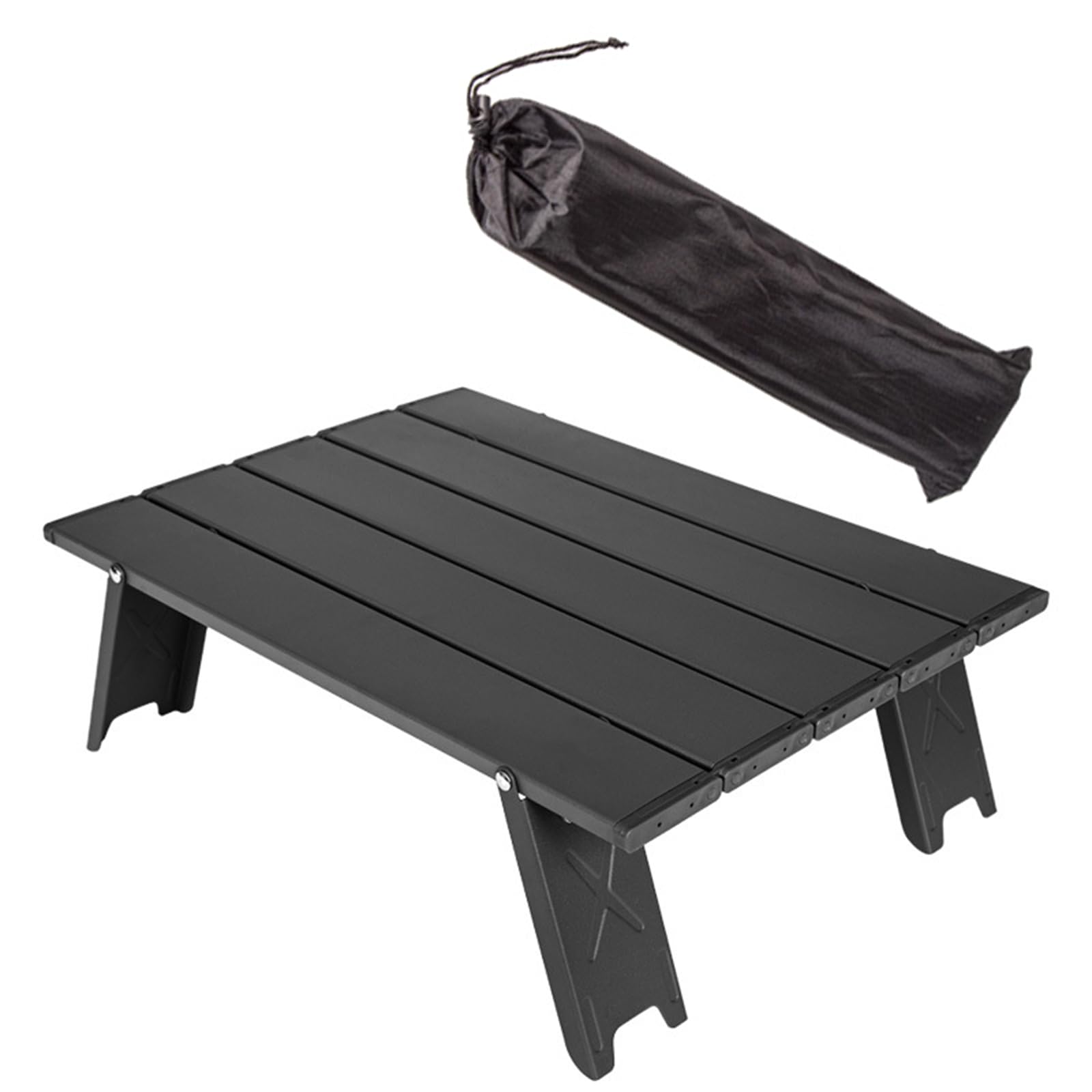 Lywencom Folding Table,Portable Foldable Camping Table Beach Table, Compact Multi-Function Table, Aluminum Table Top, Suitable For Outdoor, Camping, Stacking(Minimalist, Black), LW010