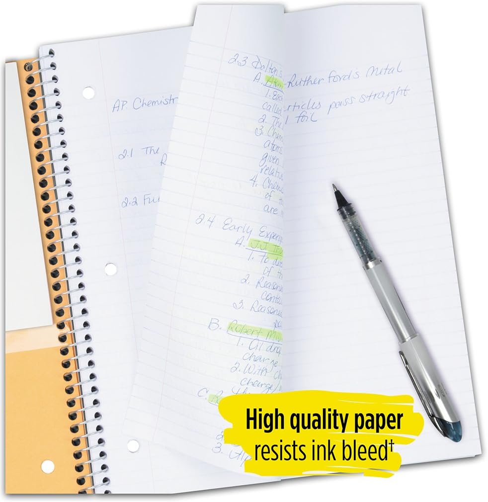 Five Star Spiral Notebook, 1 Subject, College Ruled Paper, 100 Sheets, 11" x 8-1/2", Red (72053) : Office Products