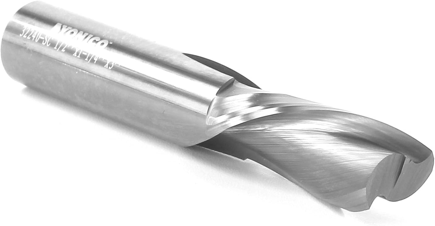 Yonico 32240-SC 1/2-Inch Dia. 2 Flute Downcut Spiral End Mill CNC Router Bit 1/2-Inch Shank, 1/2" Shank