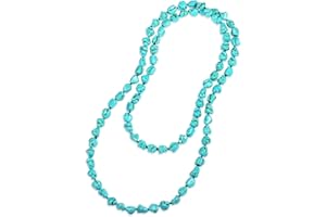 Aobei Pearl 8mm Round Natural Amazonite/Irregular Turquoise Long Beaded Necklace Wrap Bracelet Handmade Gemstone Jewelry for Women Men