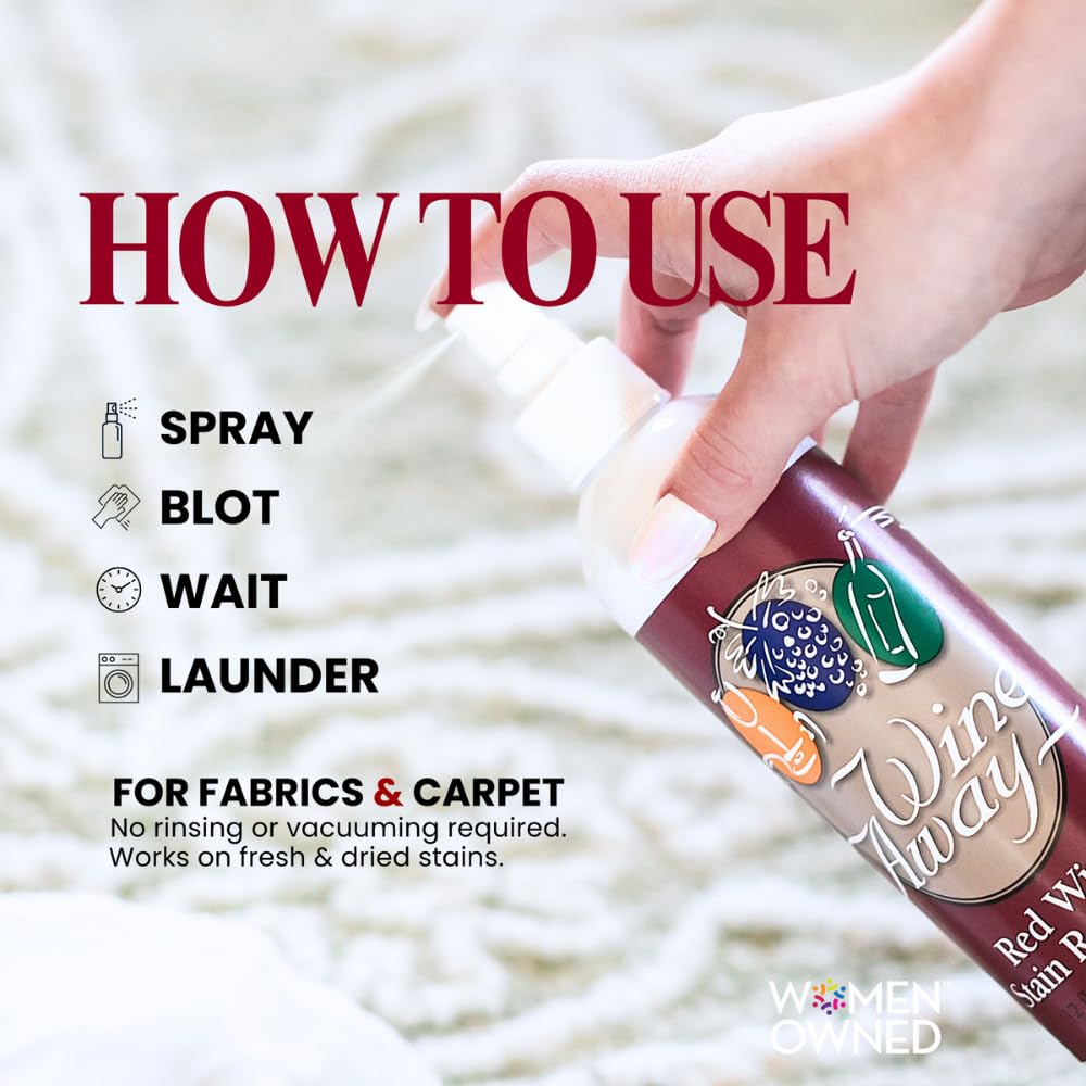 Wine Away Red Wine Stain Remover, 12oz - Removes Wine Spots, Perfect Fabric Upholstery and Carpet Cleaner Spray Solution, Spray on Stain Wash and Resolve Laundry to Vanish Stain, Citrus Scent