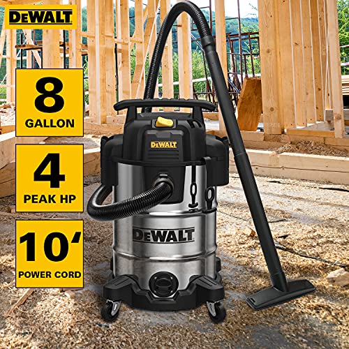 DeWalt DXV08S Wet/Dry Vacuum 8 Gallon 4 Peak HP, Stainless Steel