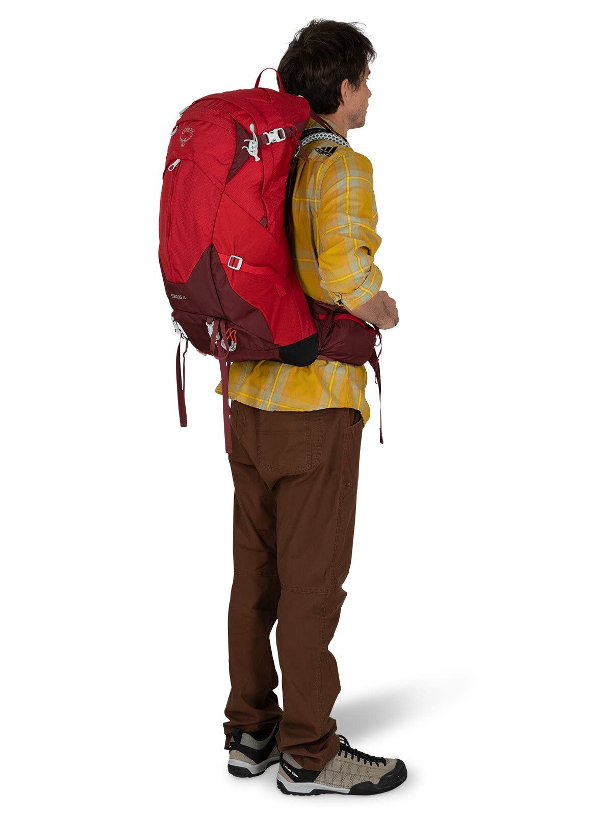 Osprey Stratos 34L Men's Hiking Backpack, Poinsettia Red