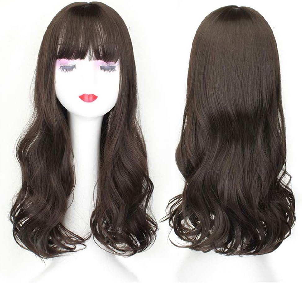 lqgpsx 20" Long Wavy Clip in Wiglet Toppers for Thinning Hair Crown Topper Hairpieces with Bangs, Chocolate