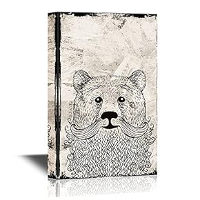 Beard Art Canvas Wall Art - Cute Bear with Beard - Gallery Wrap Modern Home Art | Ready to Hang - 12x18 inches