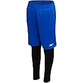 Reebok Boys Basketball Shorts with Leggings - 2-in-1 Boys Athletic Shorts with Inner Compression Pants, Drawstring & Pockets