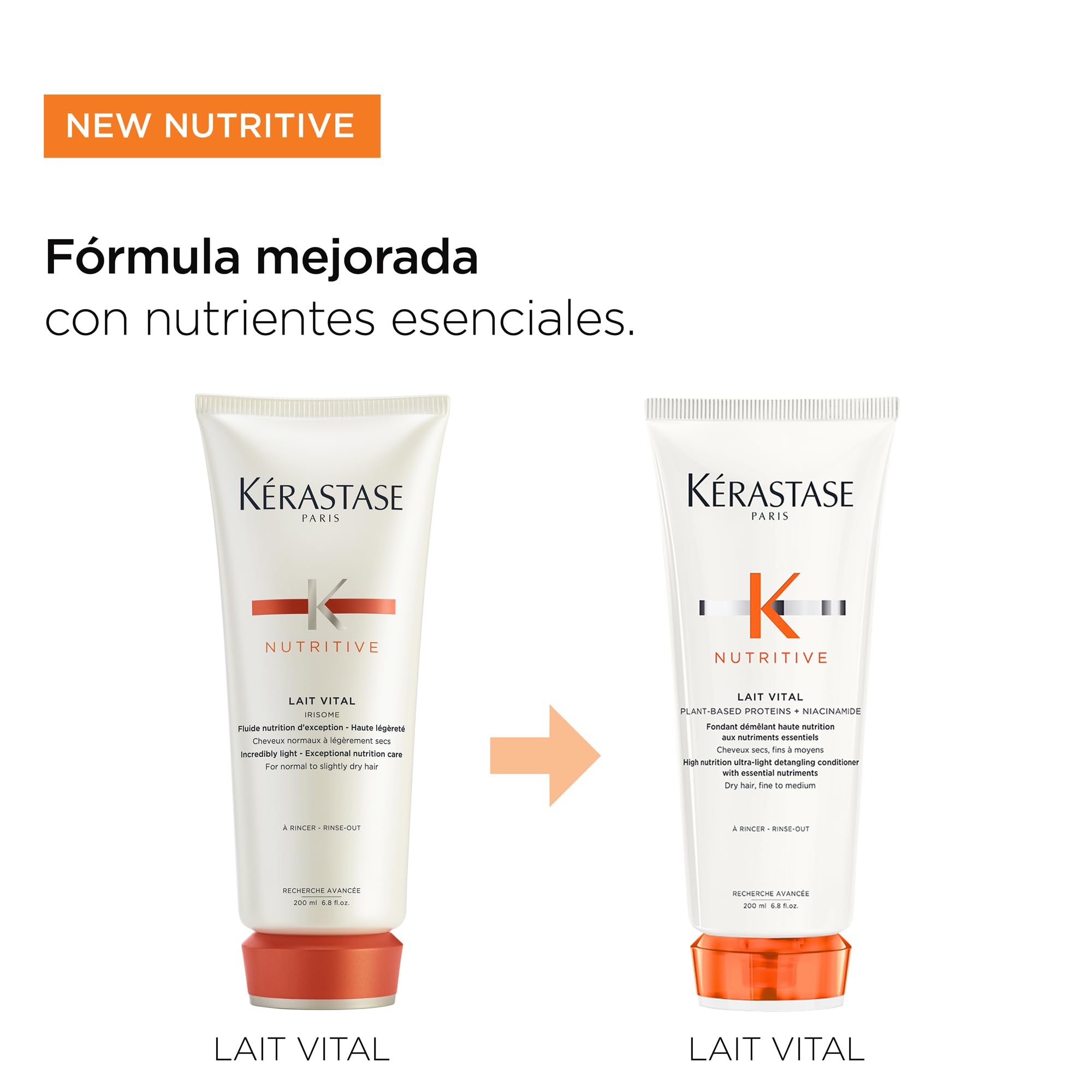 Kerastase Nutritive Lait Vital Hydrating Conditioner For Fine to Medium Dry Hair - Illuminates Shiny Hair and Easily Detangles, With Plant-Based Proteins & Niacinamide