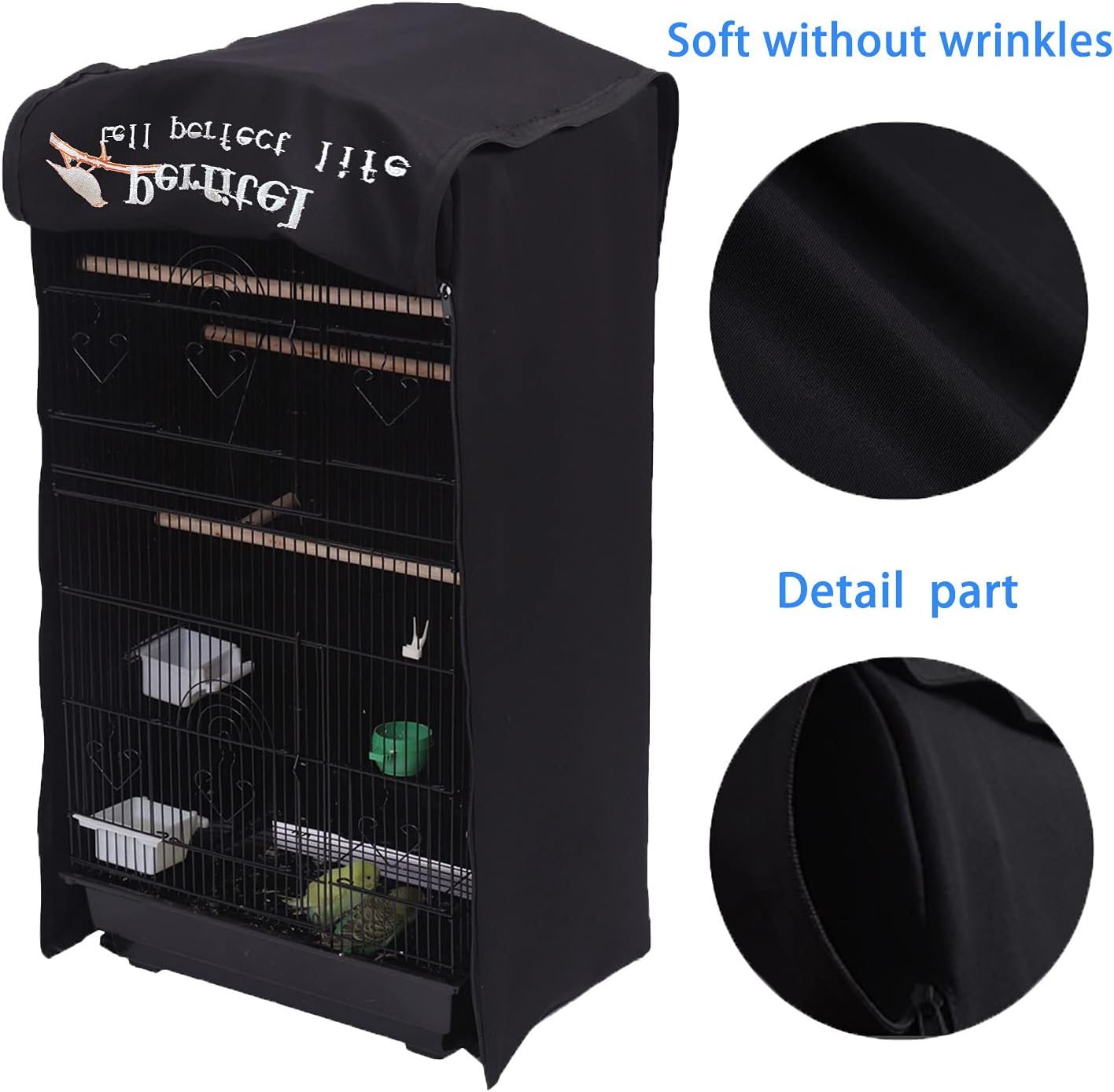 Perfitel Bird Cage Cover(Black) Good Night Birdcage Cover Black-Out Birdcage Cover Durable Breathable Washable Material… (18.1Lx14.1Wx36H): Kitchen & Dining
