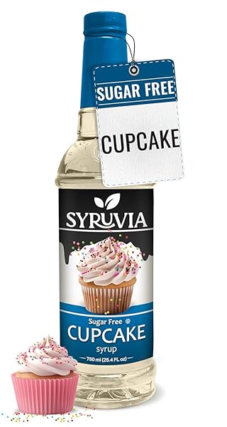 SYRUVIA SUGAR FREE COFFEE SYRUP, CUPCAKE FLAVORED SYRUP FOR DRINKS, LATTES, AND DESSERTS – 25.4 FL OZ