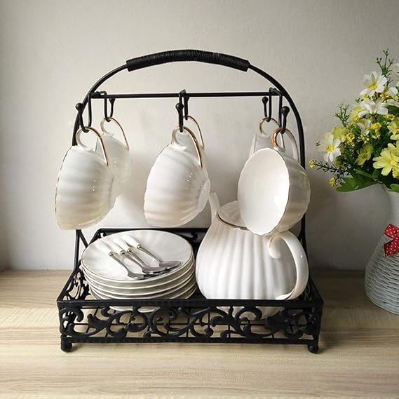 Ganchos De La Taza De Hierro Forjado, Taza De Café Stand Platos