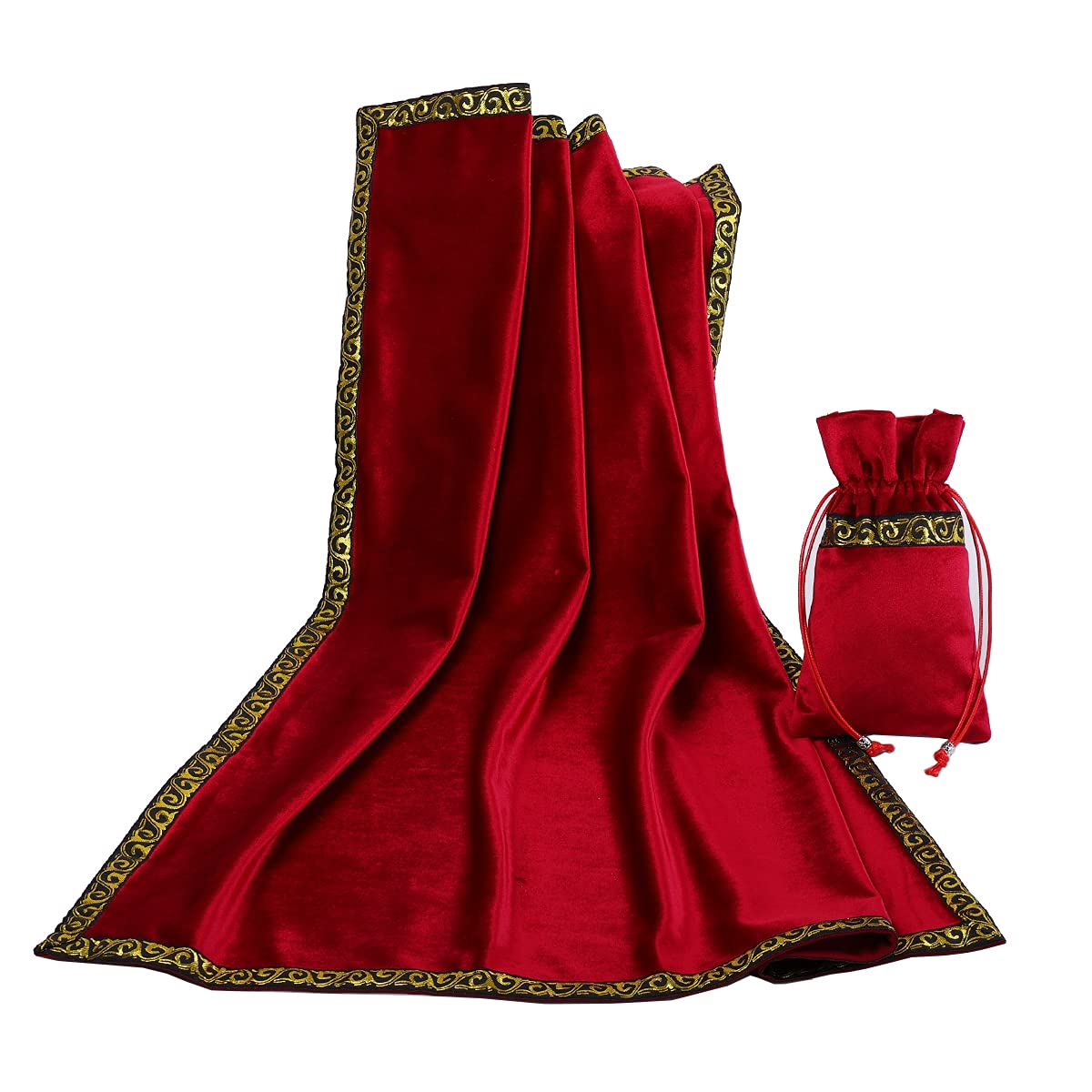 BLESSUME Altar Tarot Tablecloth Divination Wicca Velvet Cloth with Tarot Pouch, One Size (Red 1) — image 1