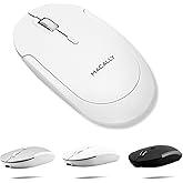 Macally Wireless Bluetooth Mouse for Mac, MacBook Pro/Air, iPad, and PC - Quiet Click and Comfortable Compatible Apple Mouse Wireless - Rechargeable - White