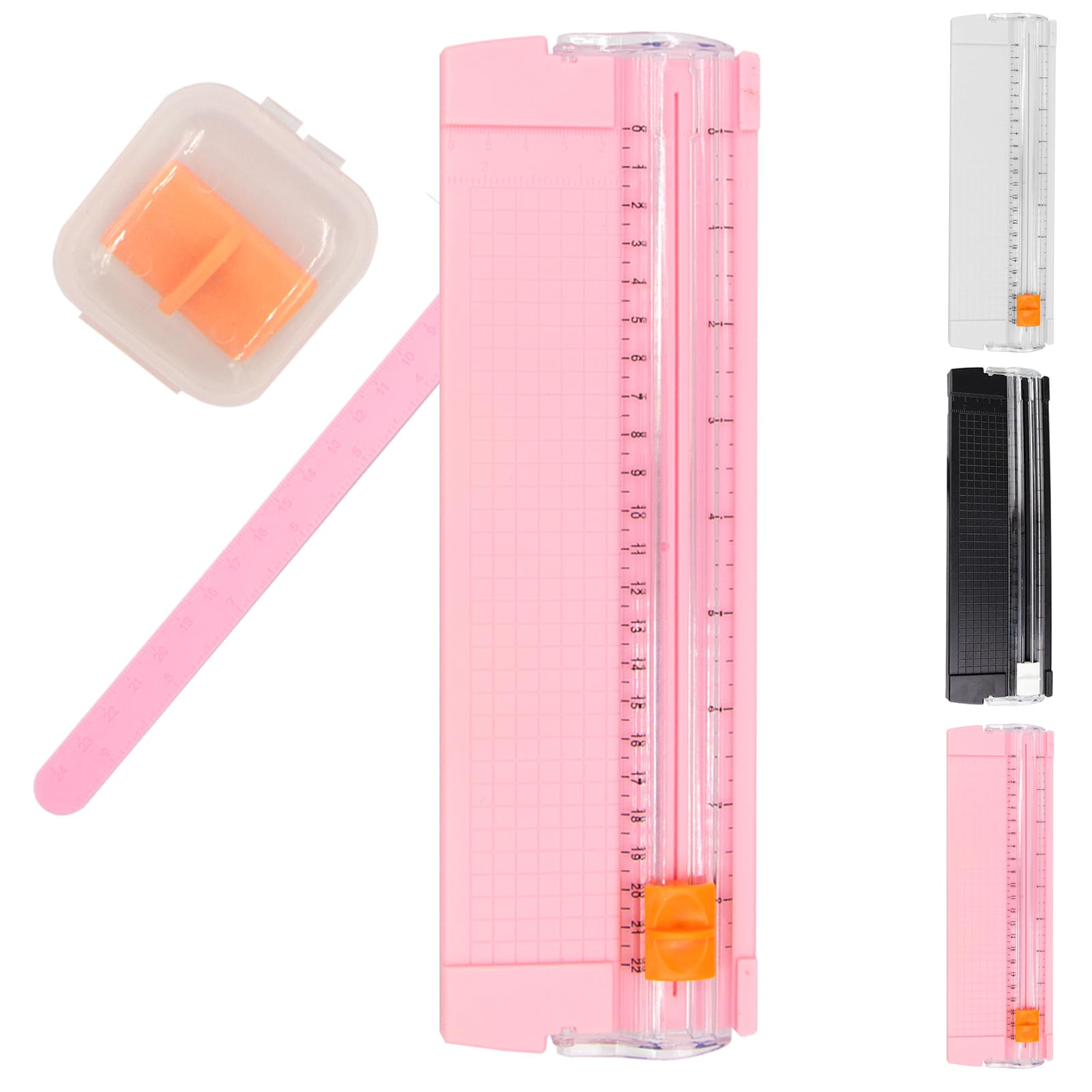 Mini Paper Cutter, Portable Cutter Trimmer A4 A5 Craft Guillotine Paper Trimmer Scrapbooking Tool for Label Card, Craft Papers and Photos Standard Cutting DIY Scrapbook (Pink)