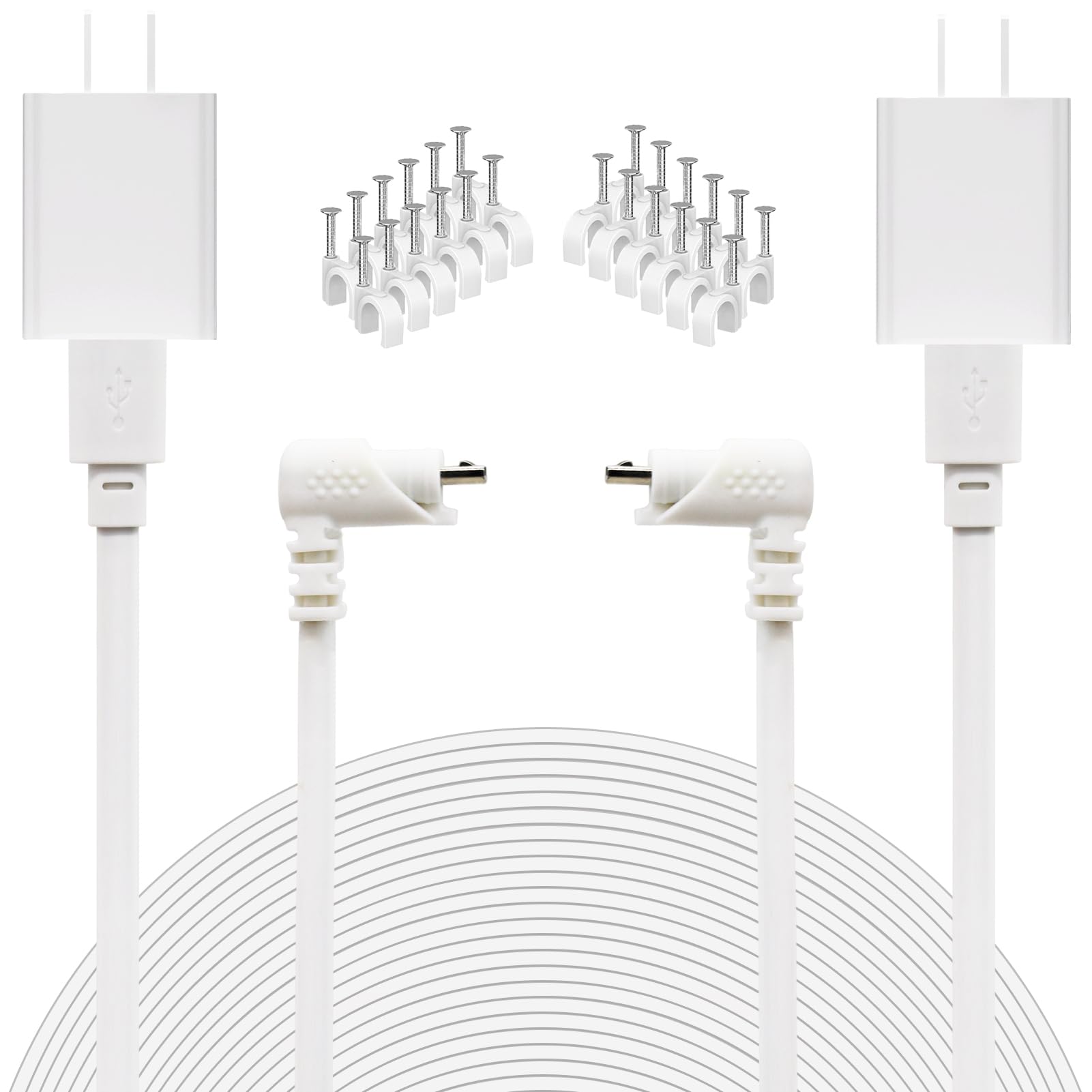 Photo 1 of SEEHOM 2 Pack Charger Replacement for Arlo Pro and Arlo Pro 2 Camera 25ft/7.6m Power Adapter Indoor Outdoor Charging Cable Weatherproof Cord 5V Flat White?Micro USB