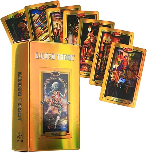 フラッシュ金メッキイージータロットカードデッキミステリアスガイダンス占い運命タロットカード家族の友達のためのボードゲーム タロット カード占いライダー版ウェイト版