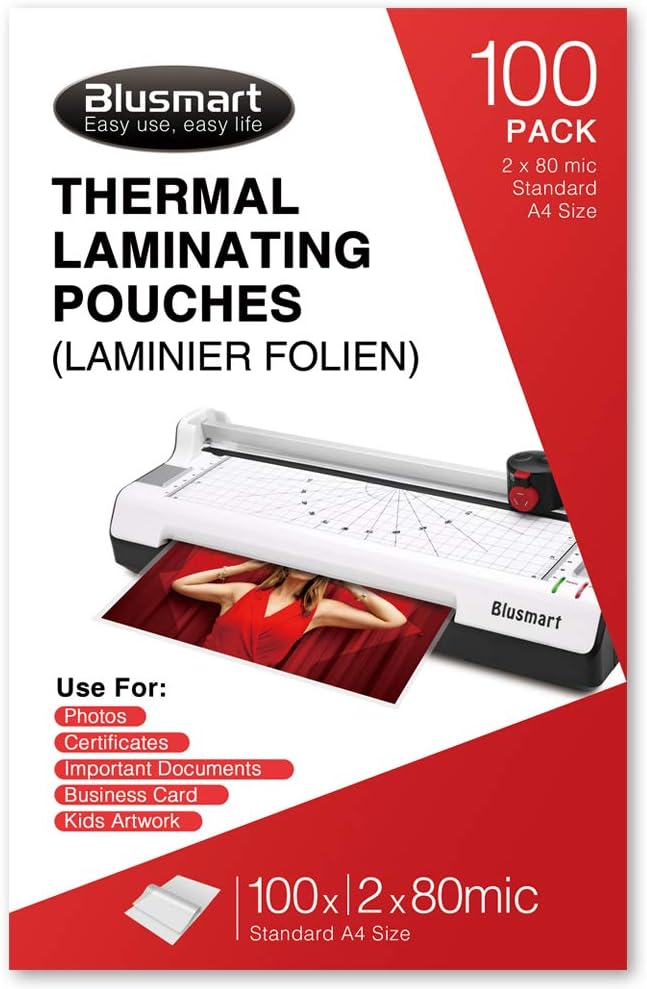 Blusmart Premium Thermal Laminating Pouches, 8.5” x 11.9”, 6Mil(3Mil x 2) / 160Mic (80Micx 2) Thick, 100-Pack