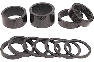 BUCKLOS Bicycle Spacers 11 Pieces Fit 28.6mm Bicycle Threadless Front Fork Stem,2 3 5 10 15 20mm Carbon Fiber Washers Shiny