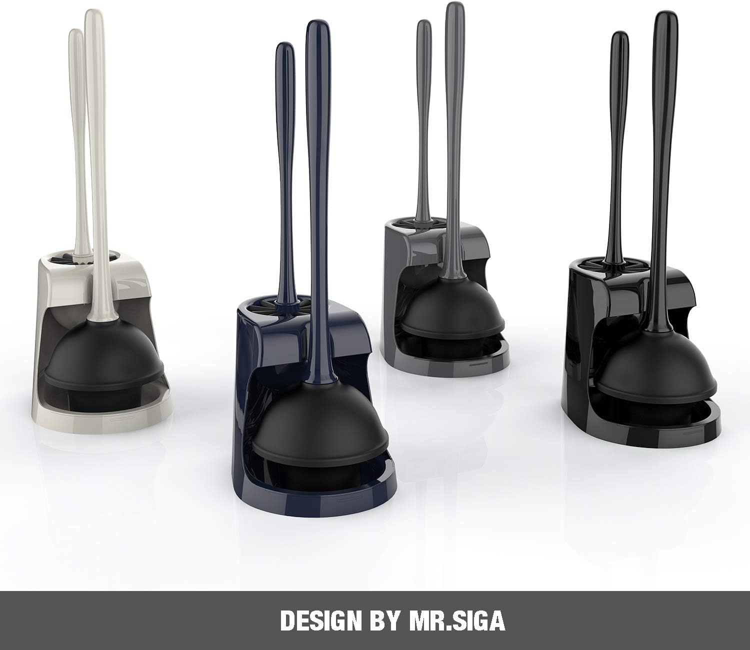 MR.SIGA Toilet Plunger and Bowl Brush Combo for Bathroom Cleaning, Navy, 1 Set: Home & Kitchen