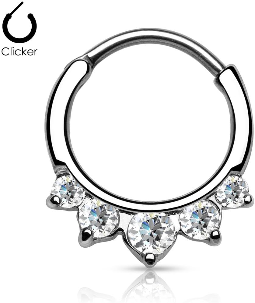bOdfx Five Paved Gem Rounded Septum Clicker