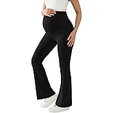 BRATUC Maternity Flare Leggings with Pockets Buttery Soft Bootcut Pregnancy Bell Bottom Pants for Lounge Yoga Work