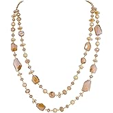 Bocar 2 Layer Long Beaded Necklace Crystal Beads Strand Fashion Jewelry for Women