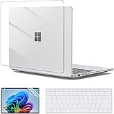 G JGOO Crystal Clear Case for 13-inch Microsoft Surface Laptop 2025 Model 2095, Windows 11 Touchscreen Copilot+ PC, Protective Plastic Hard Shell Case + Keyboard Cover +Screen Protector, Transparent
