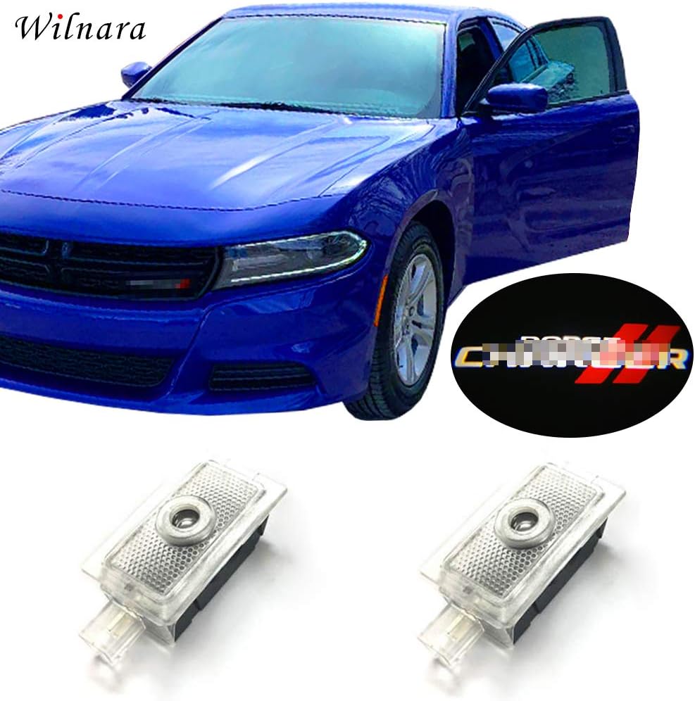 Car LED Logo Light Dodge Projector Ghost Shadow Charger 2 Pack OEM Courtesy Light for Dodge Charger SRT Hellcat GT R/T Daytona Scat Pack-No25