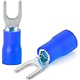 300 Pcs Blue 16-14 AWG Insulated Fork Spade U-Type Wire Connector Electrical Crimp Terminal