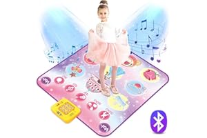 Joytofic Dance Mat, Dance Game Toy for 3-12 Year Old Kids Girls Boys, Dance Pad with Wireless Bluetooth,9 Challenge Game Modes, Double PK Mode,Built-in Music, Christmas Birthday Gift(Purple Princess)