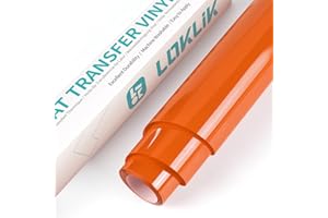 LOKLiK Orange Heat Transfer Vinyl, 12" x 6ft Iron on Vinyl for Cricut, Silhouette Cameo, HTV Vinyl Roll for T Shirts Easy to Cut & Weed & Transfer for Heat Vinyl Design(Orange)