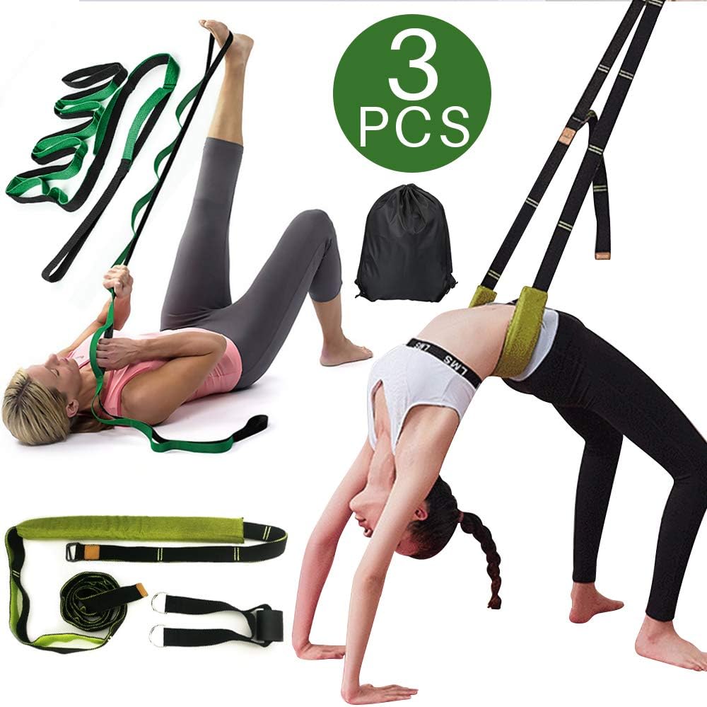 Yoga Stretching Strap, Backbend Assist Trainer & Leg Stretcher with Loops, Non Elastic Fitness Exercise Stretch Strap Improve Leg Waist Back Flexibility for Pilates Ballet Dancing Gymnastics Splits