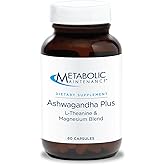 Metabolic Maintenance Ashwagandha Plus - Ashwagandha, Magnesium + L-Theanine Supplement for Women + Men, Stress Support, Calm, Focus + Sleep - 60 Capsules