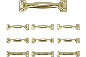 Dahszhi 10Pcs 5 Inch Rustic Gate Handle Pulls Vintage Utility Door Pulls for Home Improvement, Barn Door Hardware with Screws,Gold