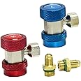 Apeixoto AC R134A Adapter Fittings Adjustable R134A R-134A Connector 1/4 Inch Quick Connector with Manifold Gauge Set