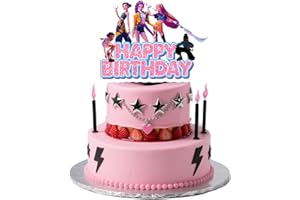 GENASCE Demon Hunters Cake Decorations, Cute Cartoon Happy Birthday Cake Topper, Party Cake Decorations Supplies for Girls