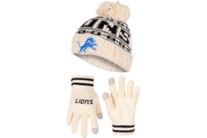Ultra Game Adults NFL Official Super Soft Cable Knit Winter Beanie Knit Hat with Warm Touch Screen Gloves