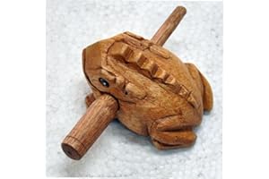 Wooden Lucky Frog Croaking Musical Instrument Tone Block Art Figurines Decorative Miniatures Gift for Home Office Decor