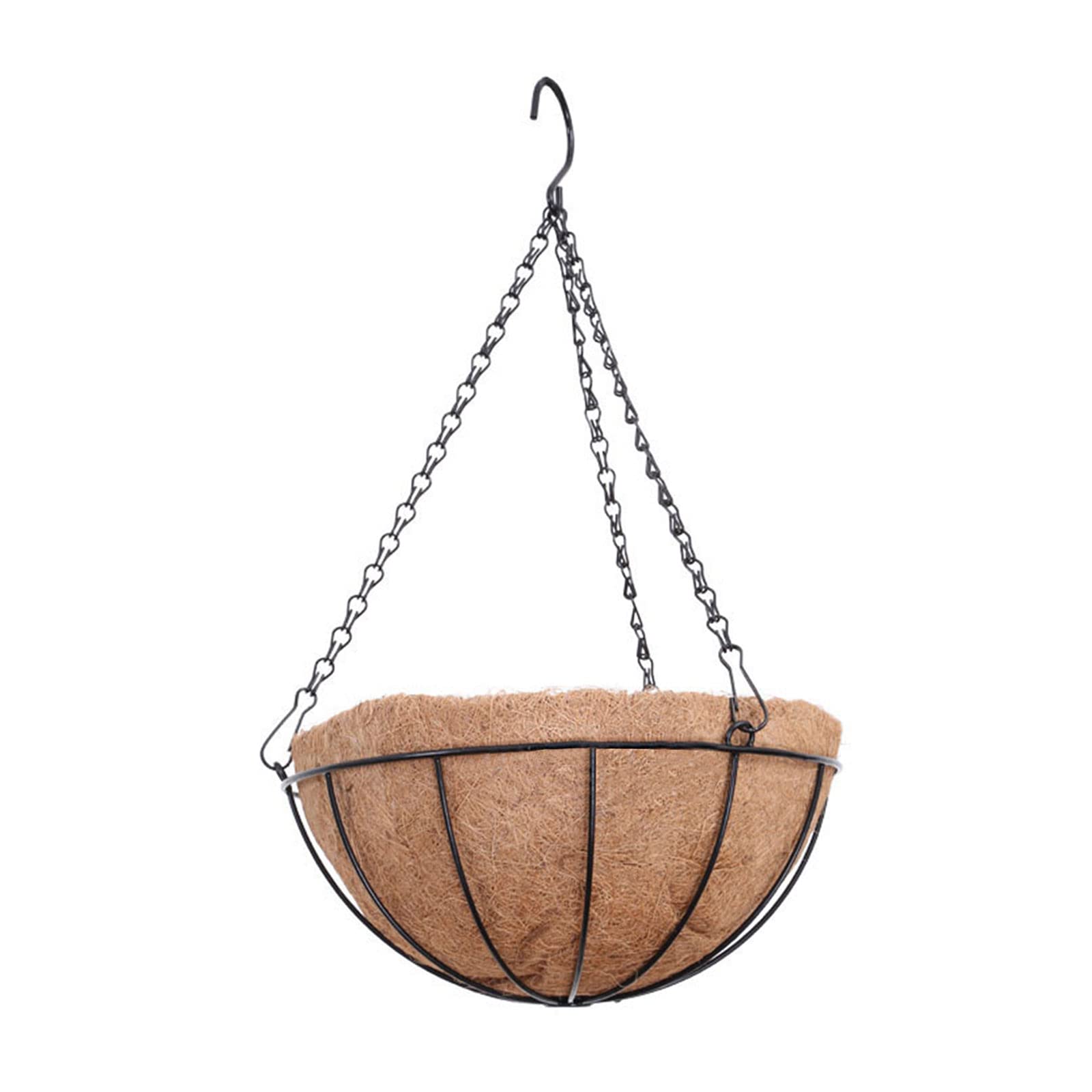 hifrom Hanging Flower Pots, Outdoor Planter with Chain Coir Large Capacity in Litres, 25cm Diameter Hanging Planter, Outdoor Flower Pots, Hanging Pots, Brown