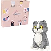 Larcele Cat Micro Building Blocks Animal Set, DIY Mini 3D Building Toy Bricks Kit,985 Pieces KLJM-05 (Scottish Fold)