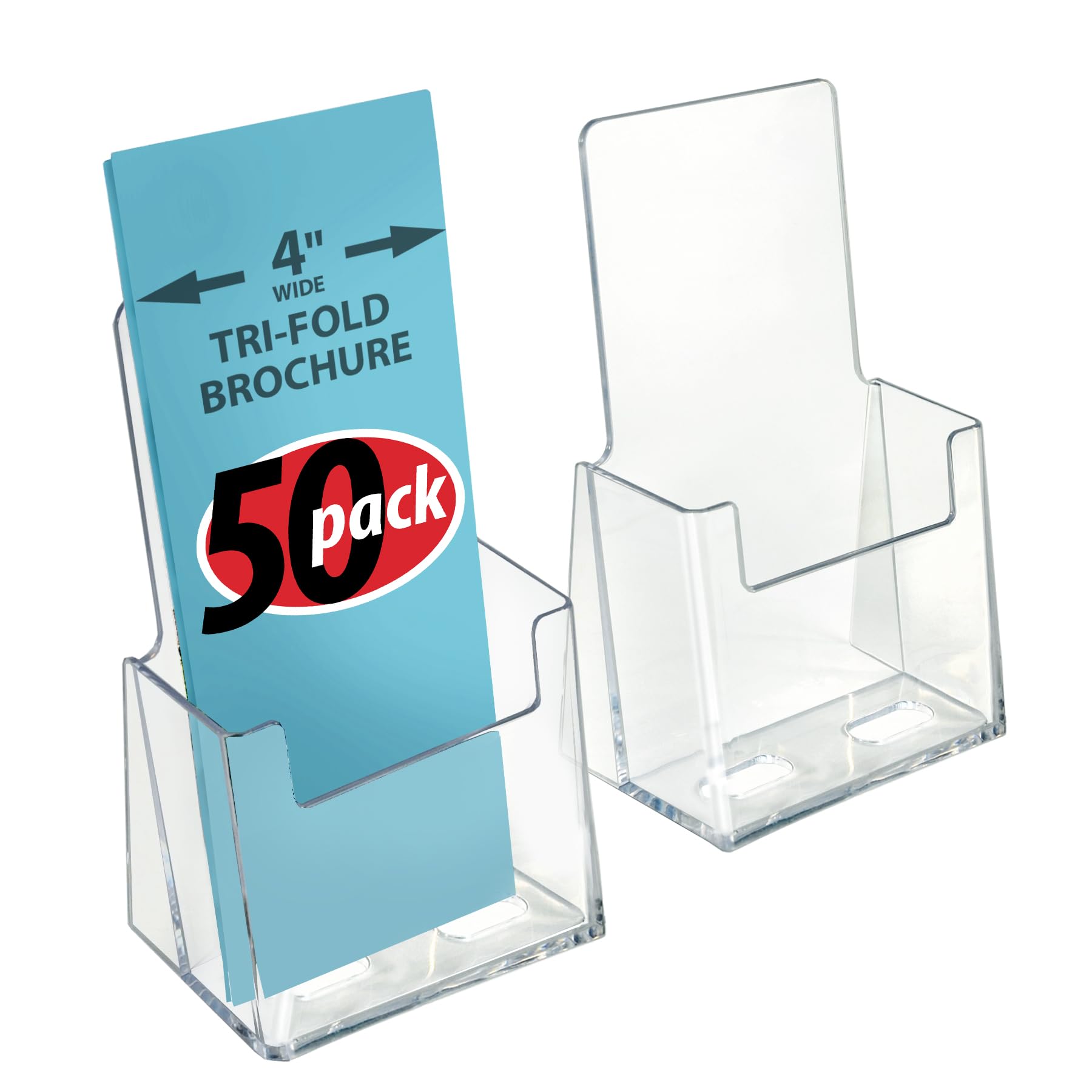 Azar Displays - 252012-50pk Clear Acrylic Trifold Literature Brochure Holder For Counter | Perfect For Pamphlets | Brochures | Menus | Promotions | Literature | Made In USA | Image Azar Displays - 252012-50pk Clear Acrylic Trifold Literature Brochure Holder For Counter | Perfect For Pamphlets | Brochures | Menus | Promotions | Literature | Made In USA | Image