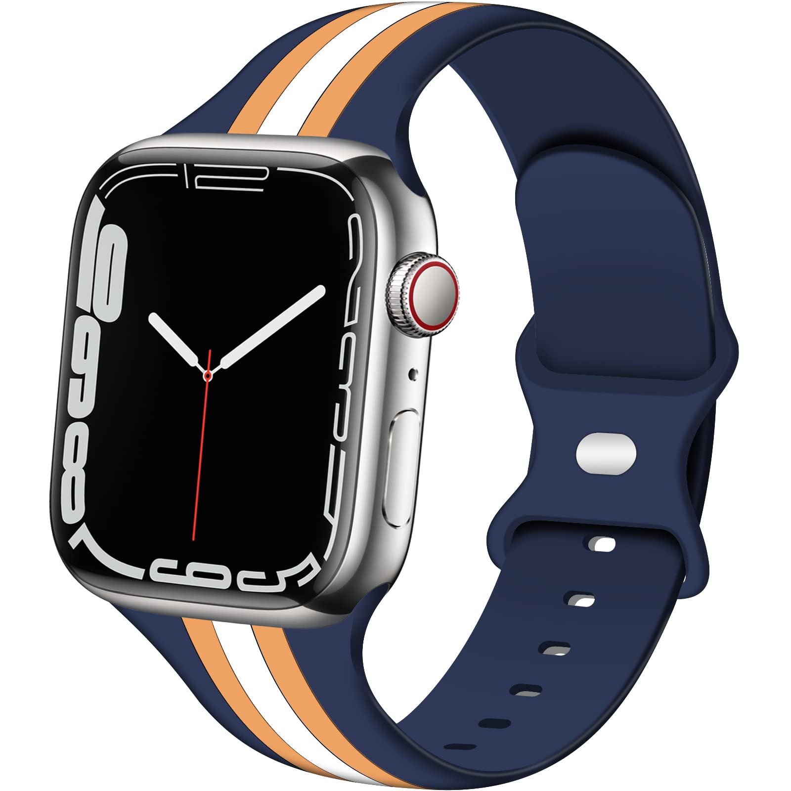 TopPerfekt Designer Sport Straps Compatible Apple Watch Straps 42mm 44mm 45mm 49mm Men Kids Women, Luxury Fashion Soft Silicone Wristband for iWatch Collection 8/7/6/5/4/3/2/1/SE/SE (2nd Gen) Ultra